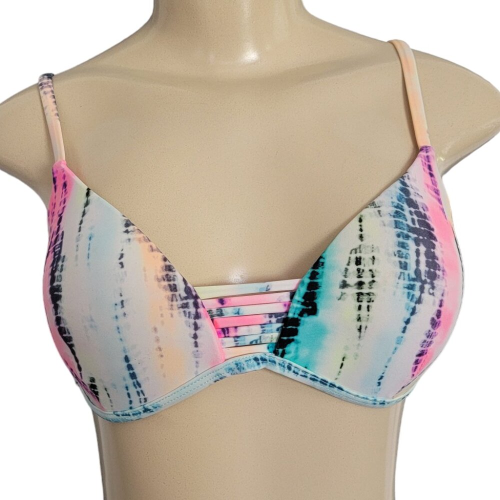 NoBo Abstract Tie Dye Multicolor Push Up Bikini Top